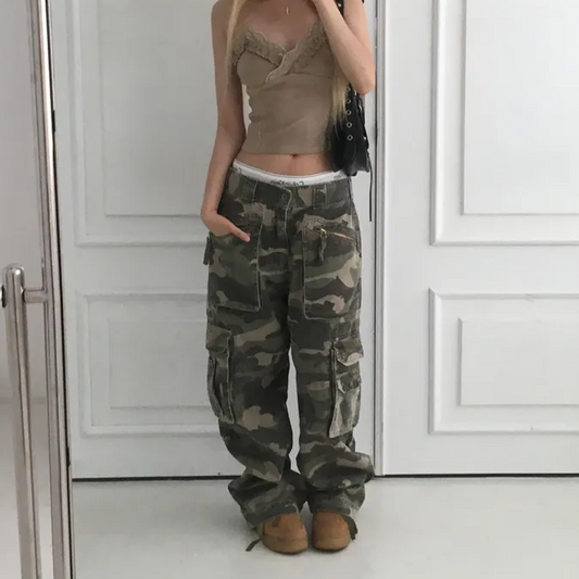 Military Camo Semi-Wide Cargo Pants – 3 Colors