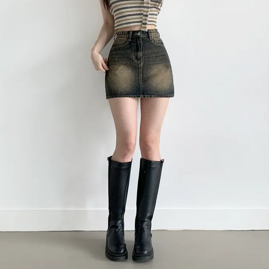 Y2K Vintage Washed Denim Mini Skirt