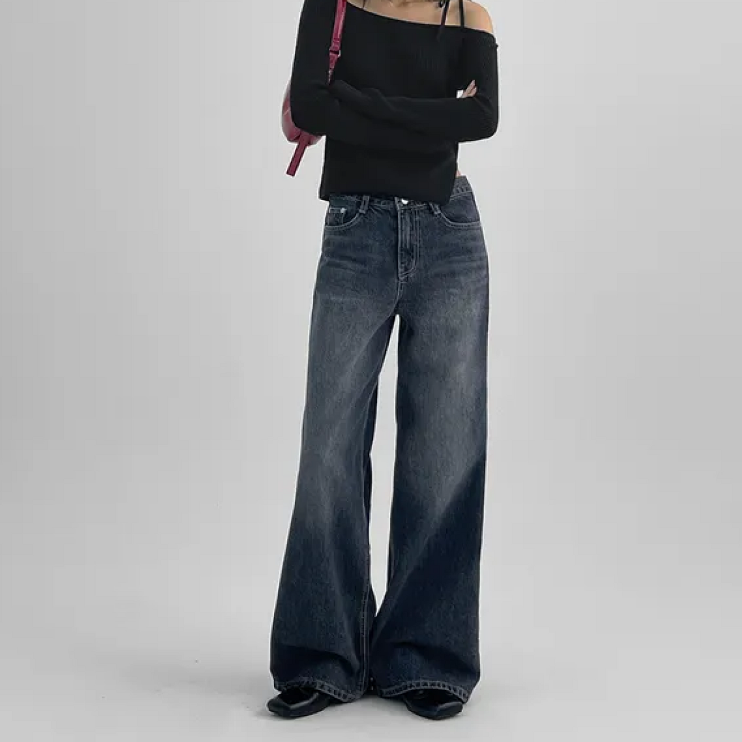 Shabon Wide-Leg Cut Denim Jeans