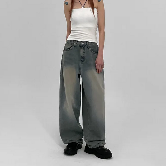 Nickel Wide-Leg Denim Pants