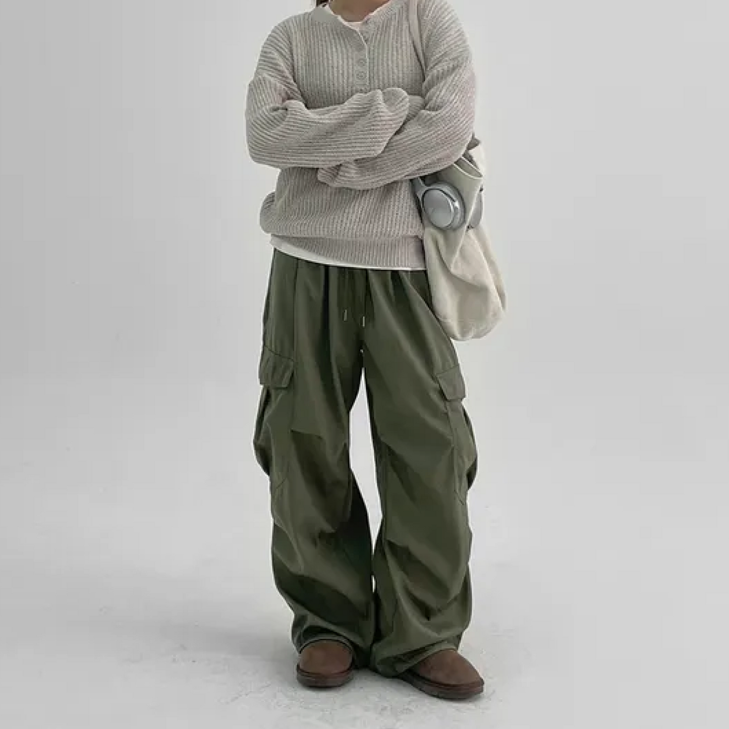 Cheton Cargo Banding Pants with Pockets