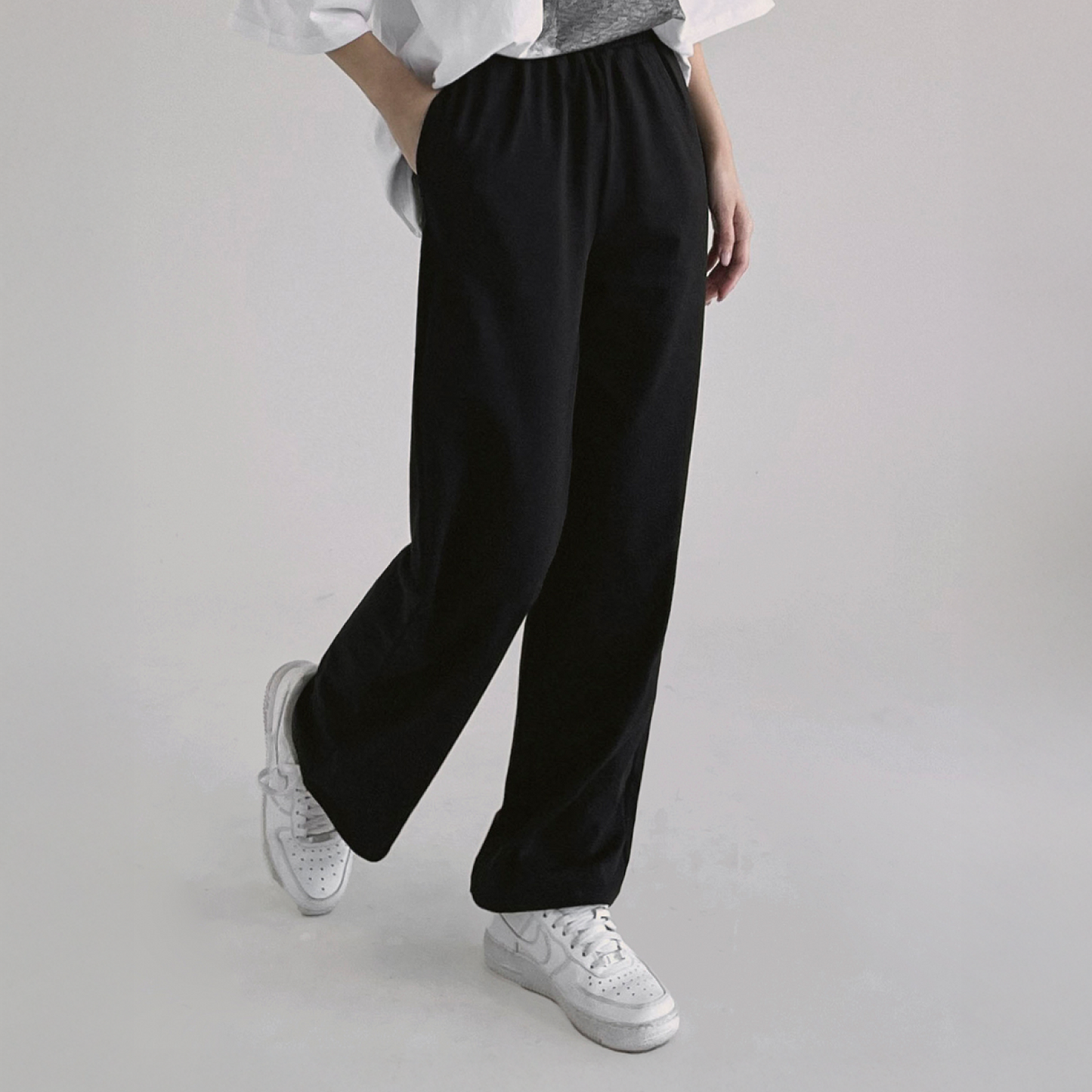 Plus-Size Urban Style Wide Banding Slacks