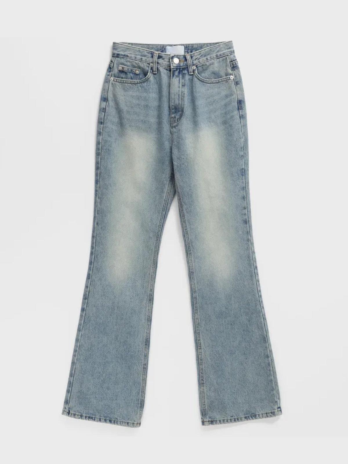 Wide Bootcut Denim Pants – Long, Vintage-Washed & Everyday Wear