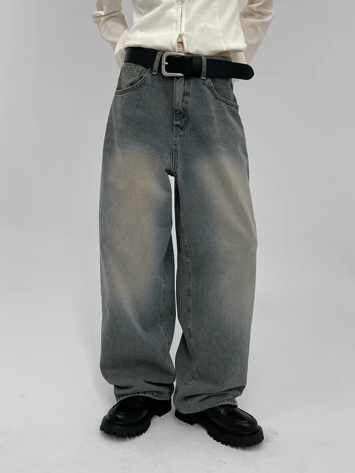 Nickel Wide-Leg Denim Pants