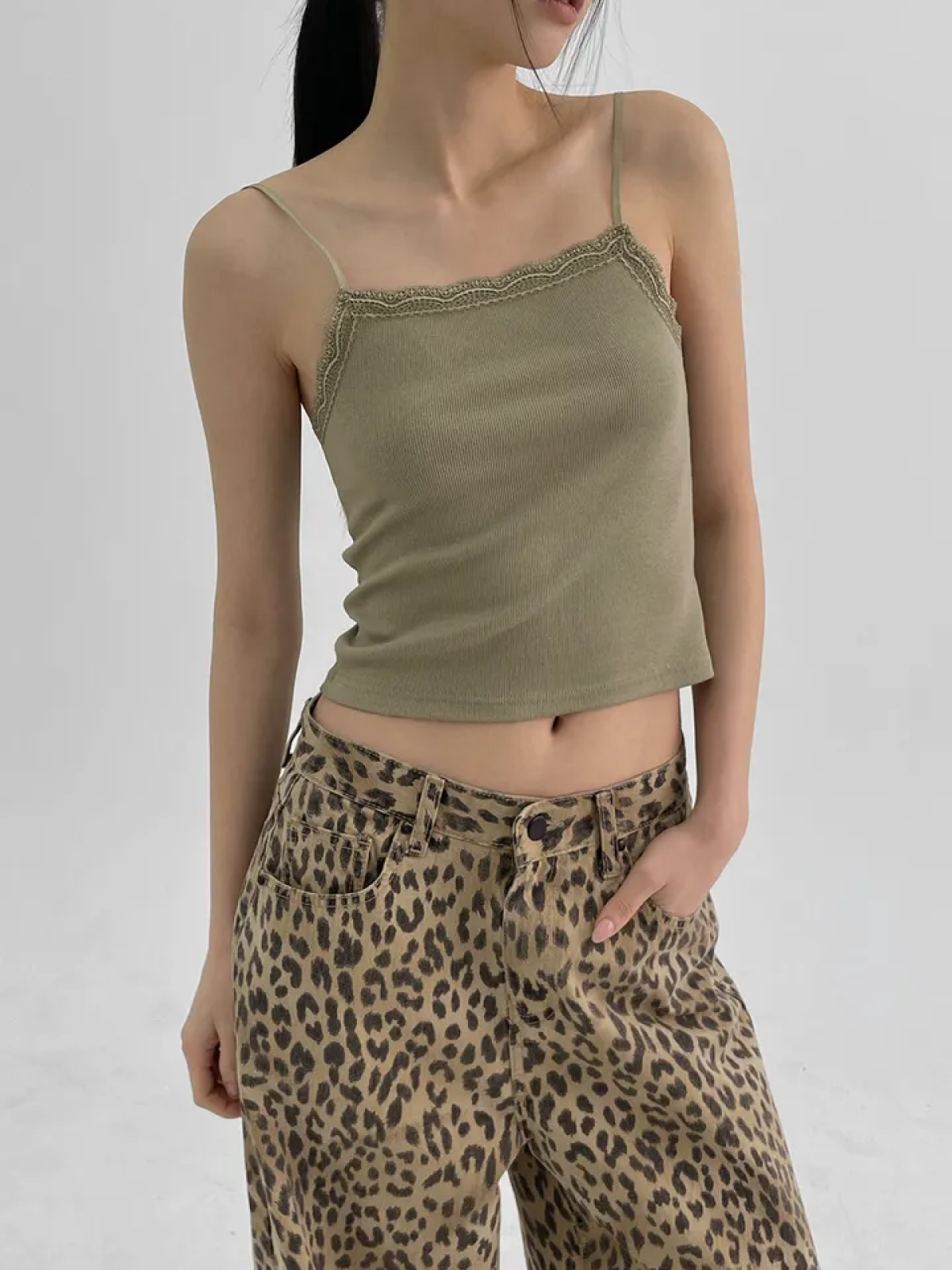 Oppaing Leopard Wide-fit Cotton Pants