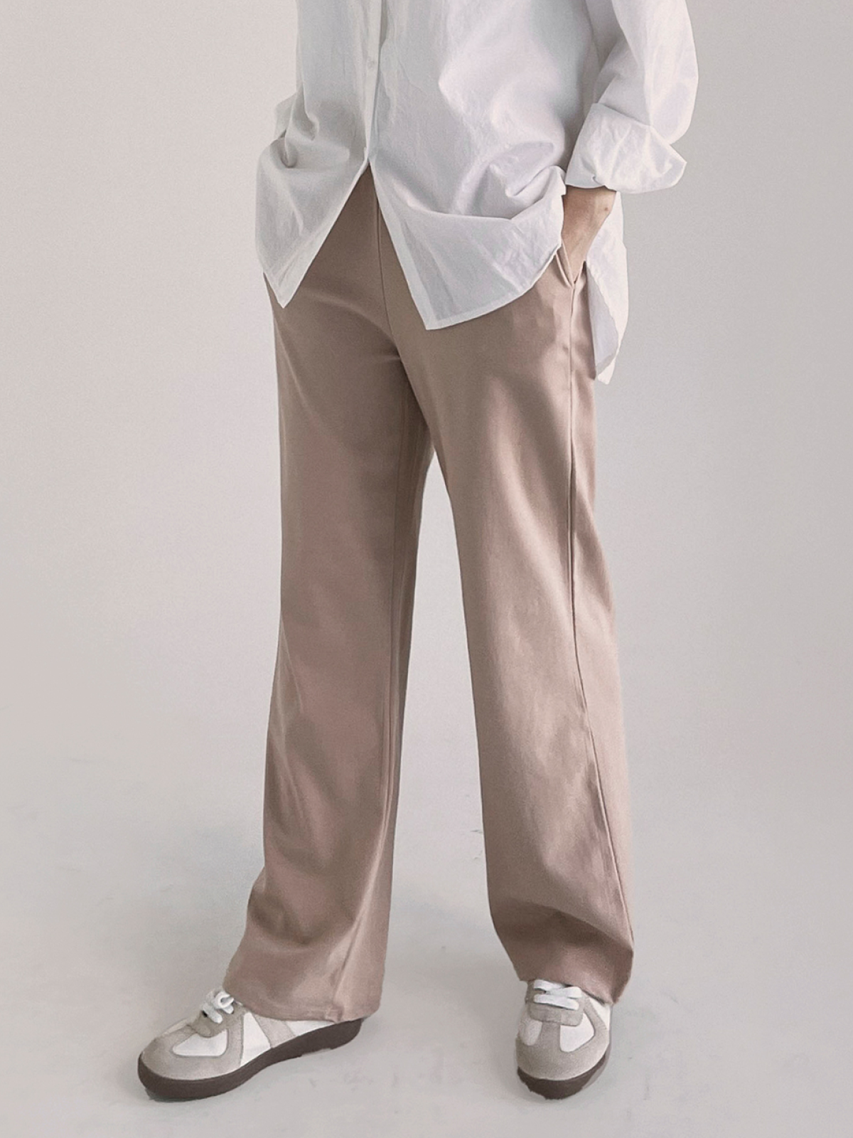 Plus-Size Urban Style Wide Banding Slacks