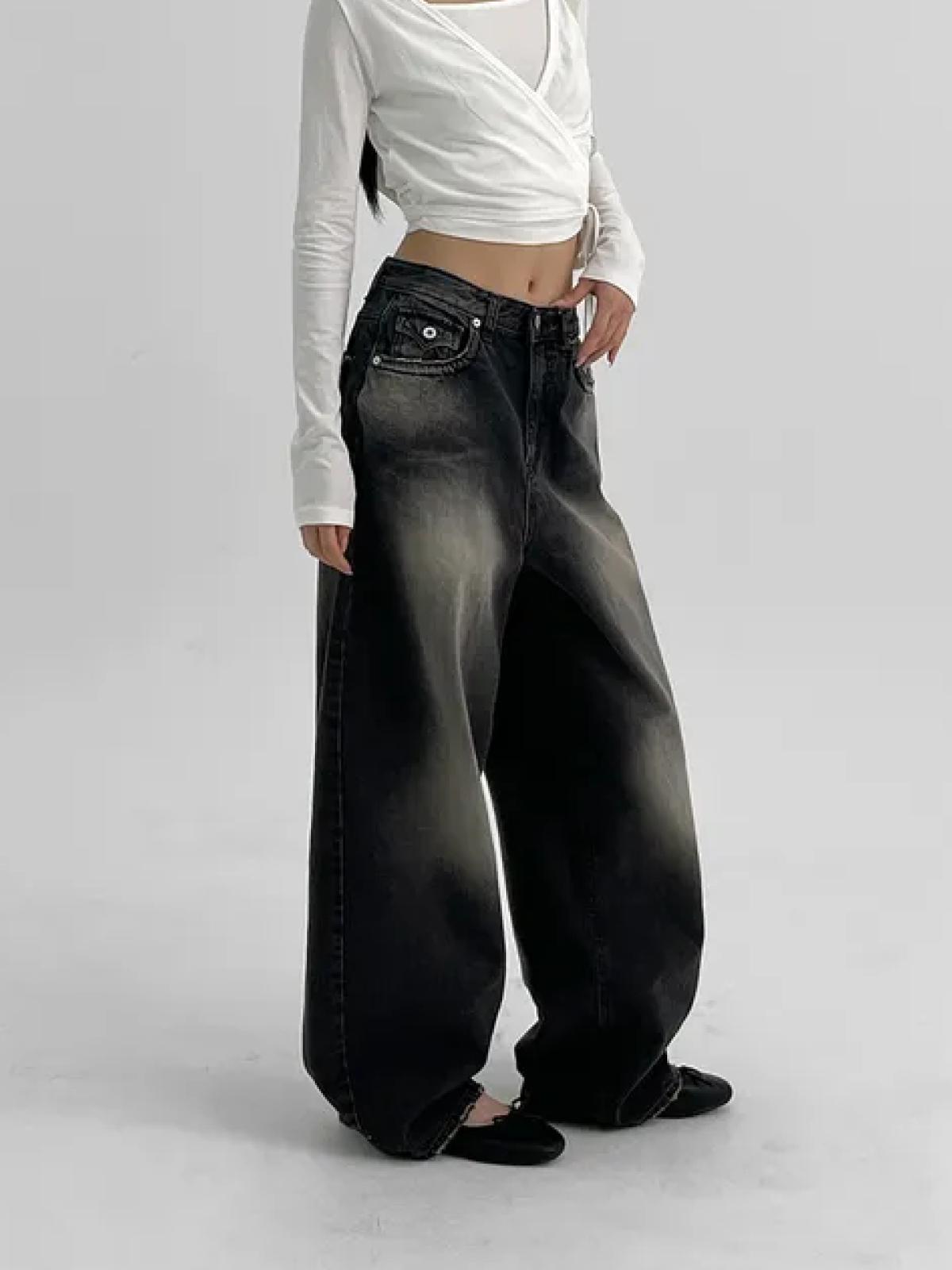 High-Waisted Wide-Leg Jeans with Pockets