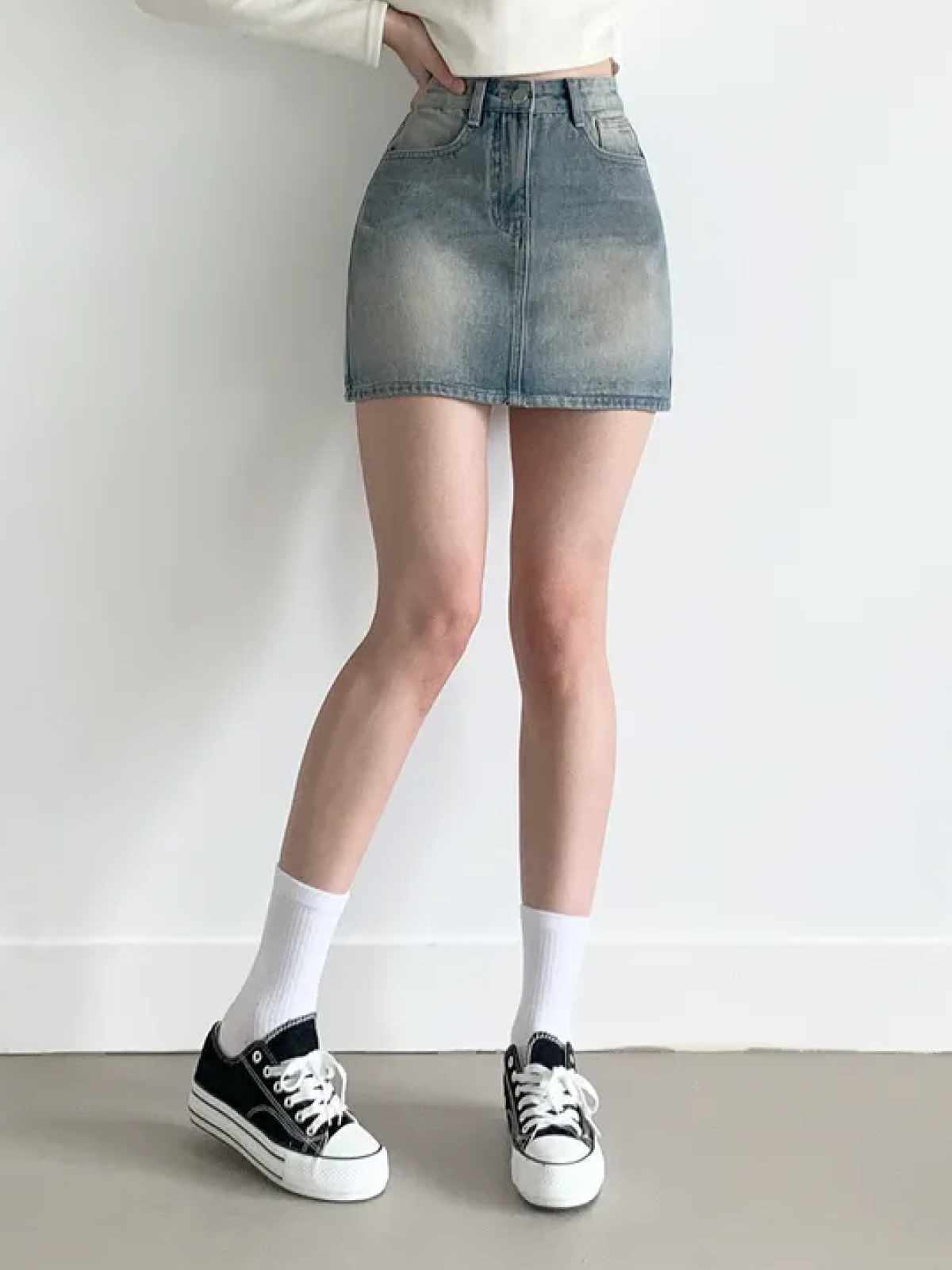 Y2K Vintage Washed Denim Mini Skirt