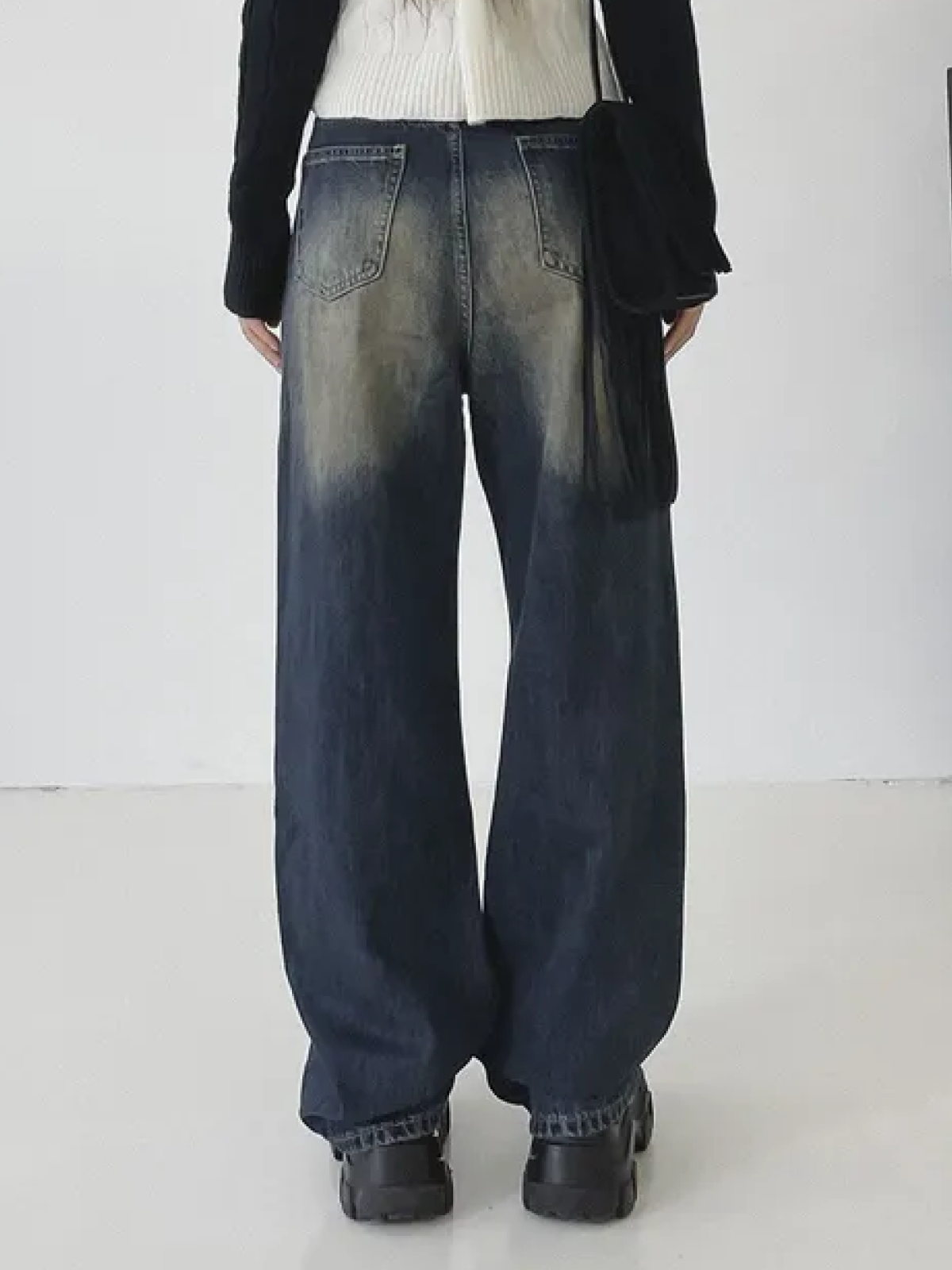 Vintage Washed Loose Wide-Leg Denim Pants – Extra Long Fit