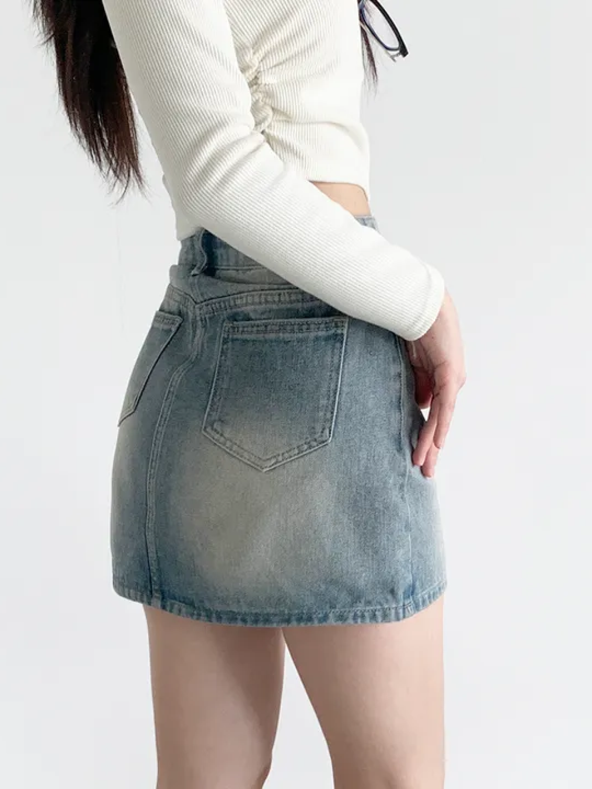 Y2K Vintage Washed Denim Mini Skirt