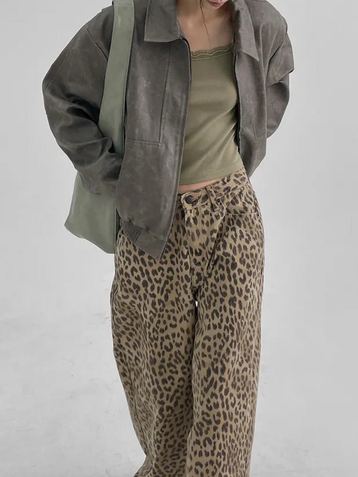 Oppaing Leopard Wide-fit Cotton Pants