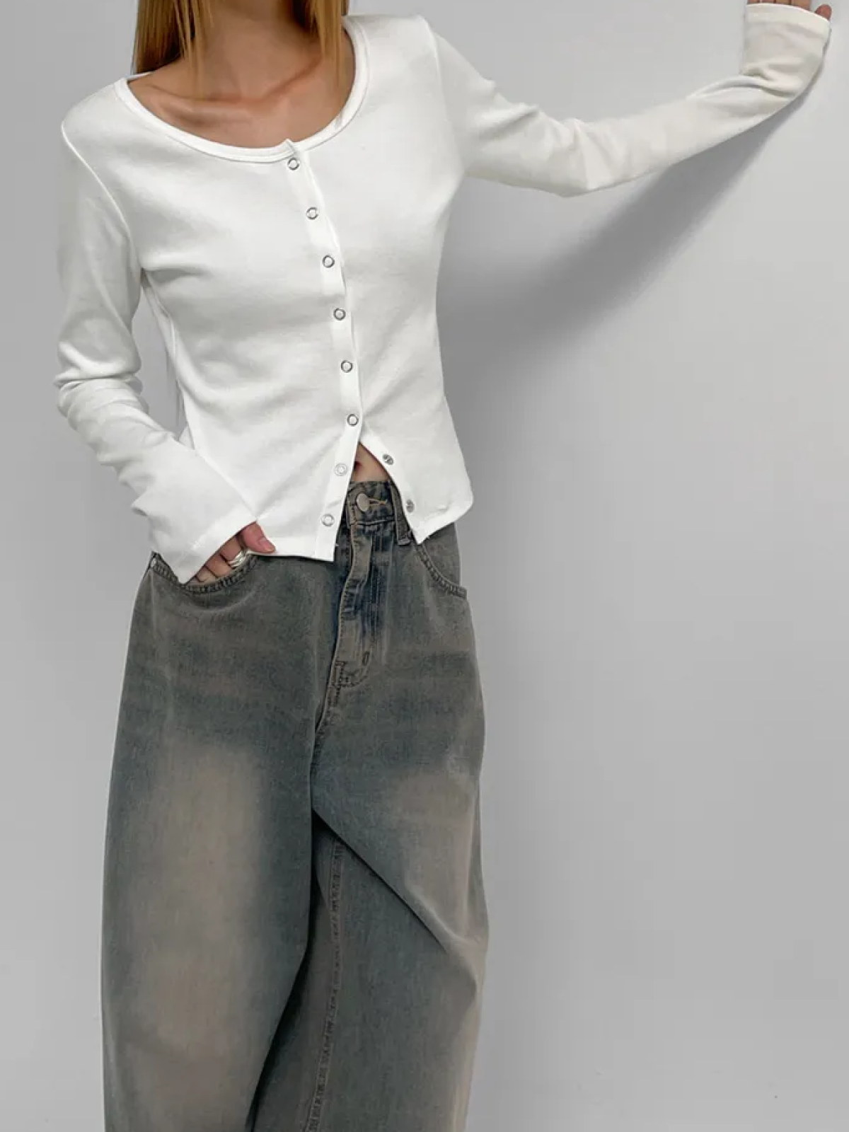 Nickel Wide-Leg Denim Pants