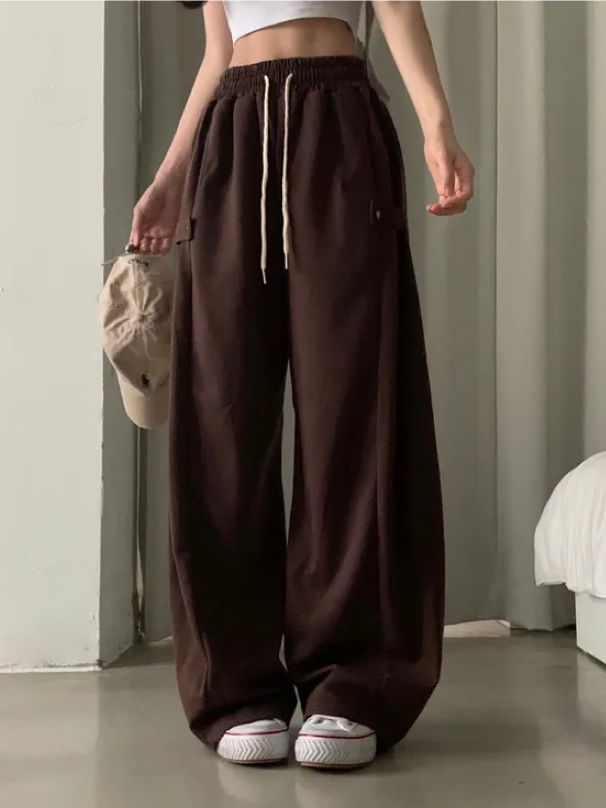 Snap-Button Wide-Leg Tracksuit Pants