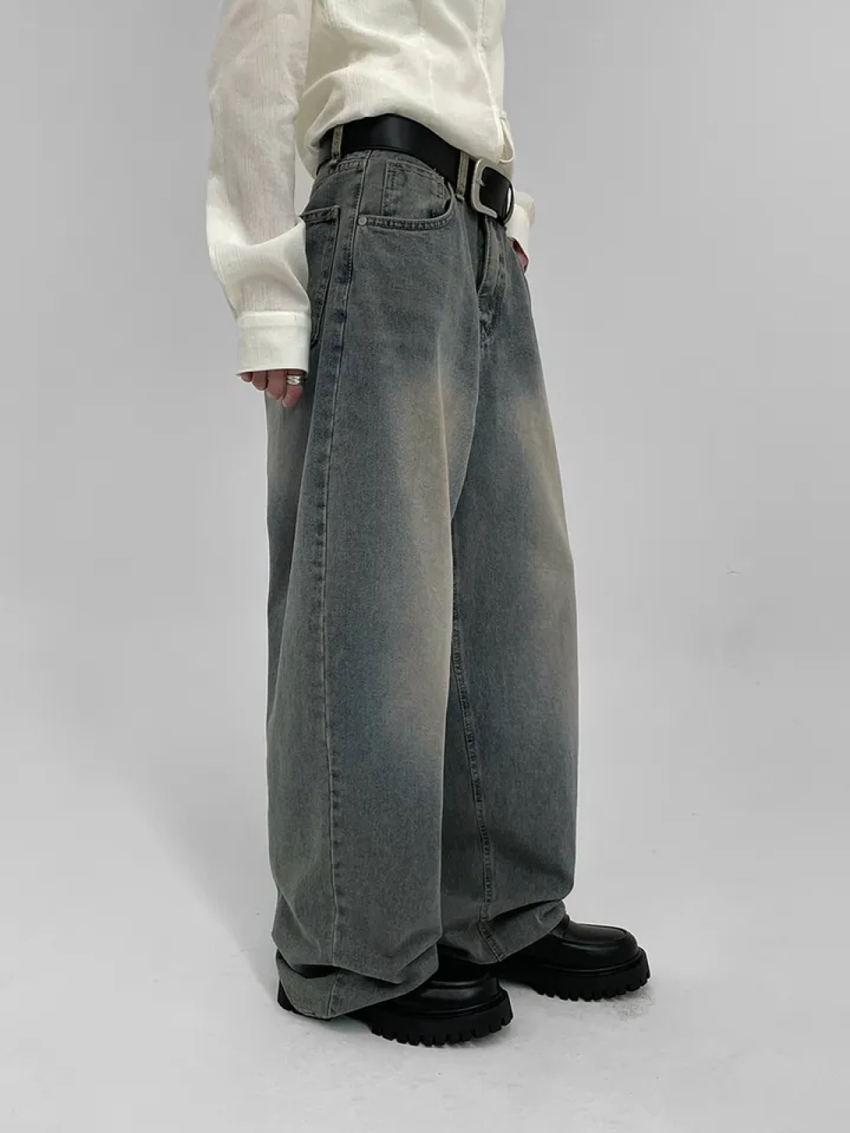 Nickel Wide-Leg Denim Pants