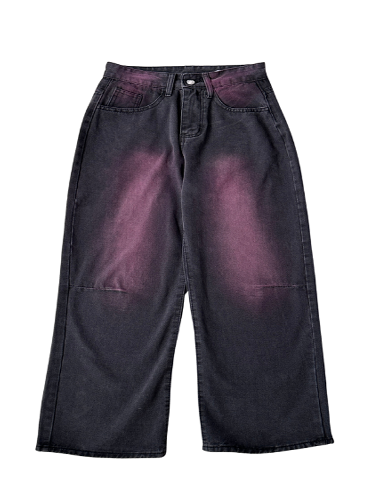 Pink Brush Washed Wide Leg Denim Pants