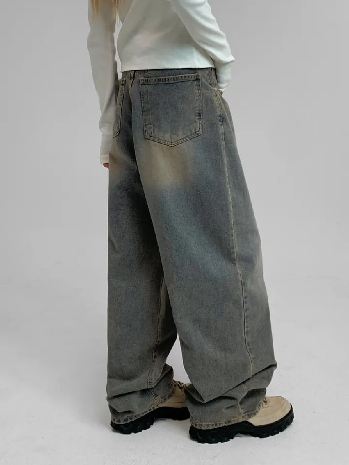 Nickel Wide-Leg Denim Pants