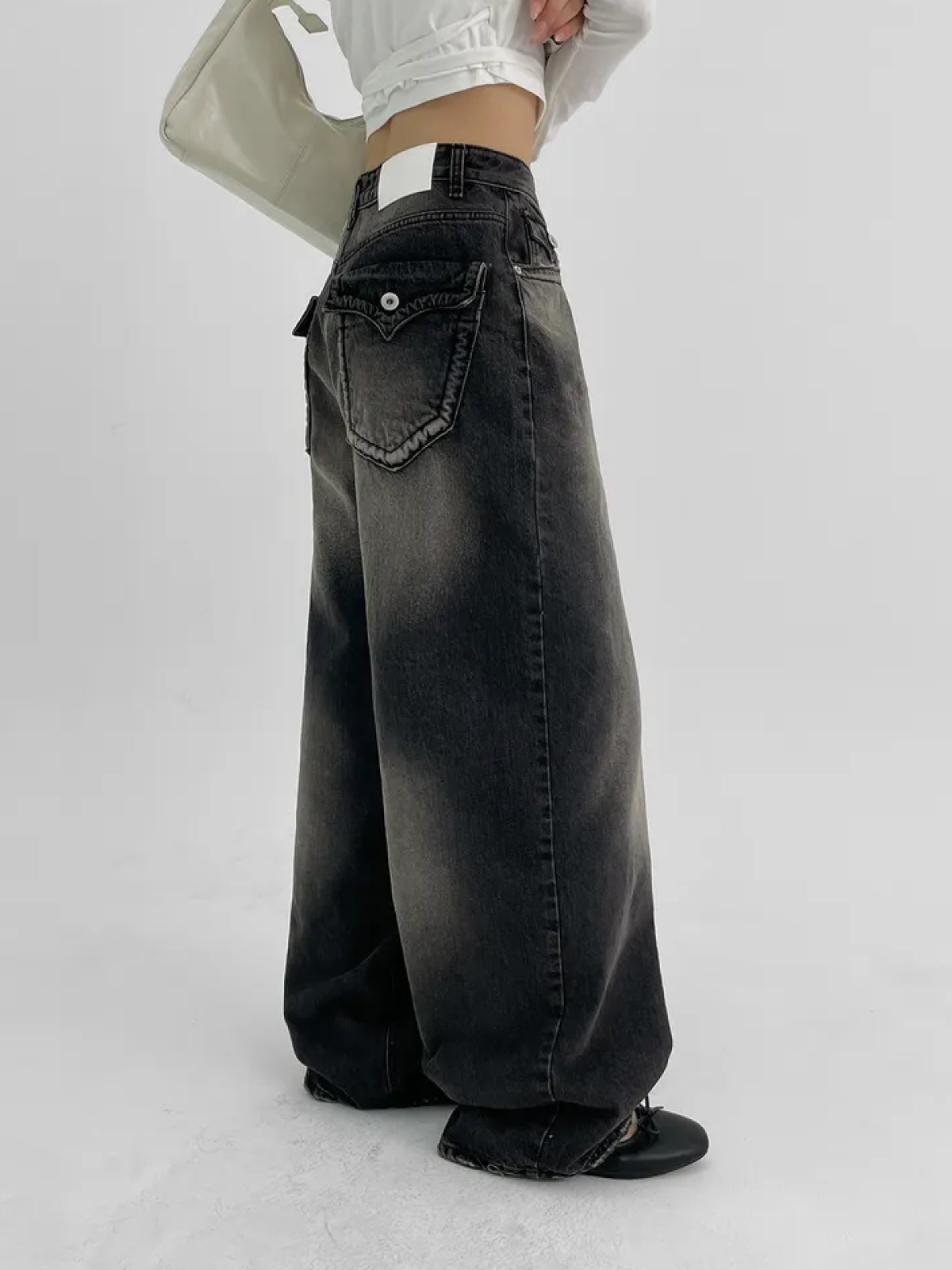 High-Waisted Wide-Leg Jeans with Pockets